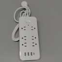 6 Outlet Surge Protector Power Strip with USB Ports Includes USB C,6ft Extension Cord,1700 Joules,Outlet Extender,Versatile,Compact,Ideal for Home Office & Gaming Room,White