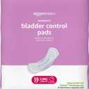 Amazon Basics Incontinence Pads for Women Long, Bladder Control, Postpartum, Maximum Absorbency, Unscented, 78 Count (2 Packs of 39)