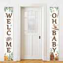 Outdoor Woodland Animal Porch Sign for Baby Shower Party Decorations Animal Banner Baby Hanging Banner for Home Boy or Girl Woodland Creatures Forest Welcome Party Supplies