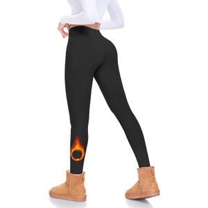 FULLSOFT Fleece Lined Leggings Women Tummy Control High Waisted Workout Winter Warm Soft Yoga Pants (Large-X-Large, A-black)