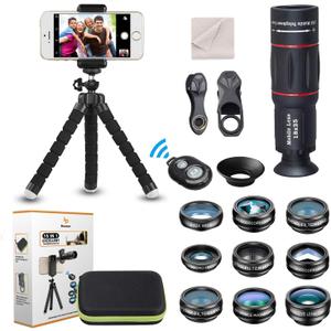 15 in 1 Universal Phone Camera Lens Kit 18X Telephoto lens Wide Angle lens,Macro Lens, Fisheye lens,Kaleidoscope 3/6 lens, CPL/Flow/Star/Radial Filter, Tripod, Remote Shutter for most of Smartphone 15 in 1 Universal Phone Camera Lens Kit 18X Telephoto lens Wide Angle lens,Macro Lens, Fisheye lens,Kaleidoscope 3/6 lens, CPL/Flow/Star/Radial Filter, Tripod, Remote Shutter for most of Smartphone
