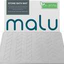 malu Diatomaceous Earth Bath Mat - Fast-Drying Water-Absorbent Stone Wide 23.6 X 15.4 inches Non-Slip Stone Mats for Bathroom Shower Floor - Diatomite Bath Mat with Herringbone Design (Grey)