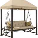 Garden Winds Reinforced RipLock 350 Replacement Canopy Top Cover Compatible with Sullivan Point Swing Model BH15-092-099-01 - Beige