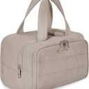 BAGSMART Travel Toiletry Bag, Crush Toiletry Bag for Women, Wide-open Puffy Toiletry Bags for Traveling, Large Travel Cosmetic Makeup Bag Organizer for Accessories,Toiletrie, Grayish Brown
