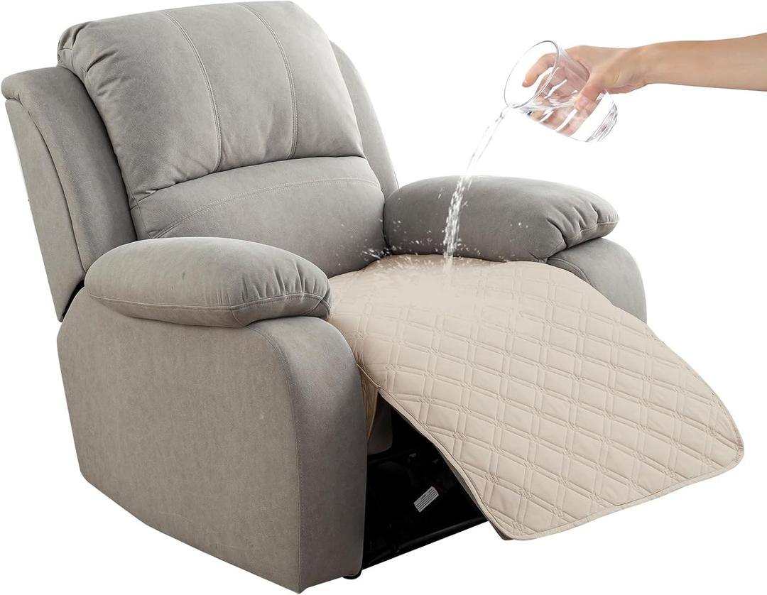 Genina Waterproof Recliner Chair Covers, Recliner Cover for Dog Pets Friendly, Washable Antislip Reclining Chair Cover Furniture Protector, Sofa Slipcover for Living Room(23.6inch/Beige)