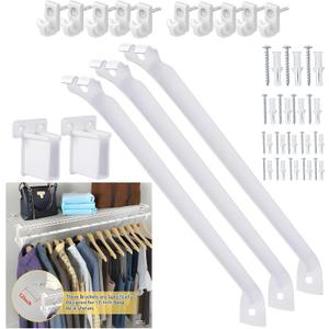 12-Inch Heavy Duty Wire Shelf Bracket Support Kit  Epoxy-Coated Steel Shelf Brackets with 10 Wire Shelf Clips & 2 End Brackets for Wardrobe, Closet & Wall-Mounted Storage