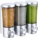 Shampoo and Conditioner Dispenser,Shower Dispenser 3 Chamber No Drill Shampoo Dispenser for Shower Wall Mounted Shower Shampoo Dispenser Body Wash for Bathroom,Hotel,3 * 450ML,Silver