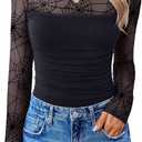 Avidlove Women Long Sleeve Bodysuit Turtle Neck Shapewear Body Suits Mesh One Piece Leotard Shirt Going Out Tops Fall Outfits (X-Large, Spider)