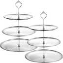 Gerrii Set of 2 Cupcake Display Stands 3 Tier Serving Tray Platters Stainless Steel Cup Cake Tower for Birthday Party Wedding Dessert Cookie Candy(Silver)