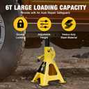 YELLOW JACKET Jack Stands 6 Ton with Double Locking and Large Foot Base for Lifting SUVS, Heavy Duty Steel, 13000 lb Capacity, 1 Pair, Yellow