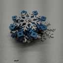 OuMuaMua 6 Set Snowflake Christmas Table Decorations - 12pcs Blue White Glitter Wooden 3D Snowflake Decor Tabletop Centerpiece for Christmas Party Supplies Home Decor