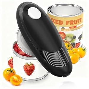 Electric Can Opener, Food Safe Automatic Can Opener with Smooth Edge, Open Your Cans with A Simple Press of Button, Can Opener Electric Kitchen Gifts for Seniors and Arthritis (Black+White)