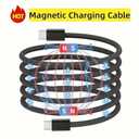 Magnetic Auto-Organized Charging Cable 60W PD - Retractable Tangle-Free Cord (1M/3.3FT) Type-C to Type-C, Fast Charging with E-Marker for iPhone 15/Samsung/MacBook