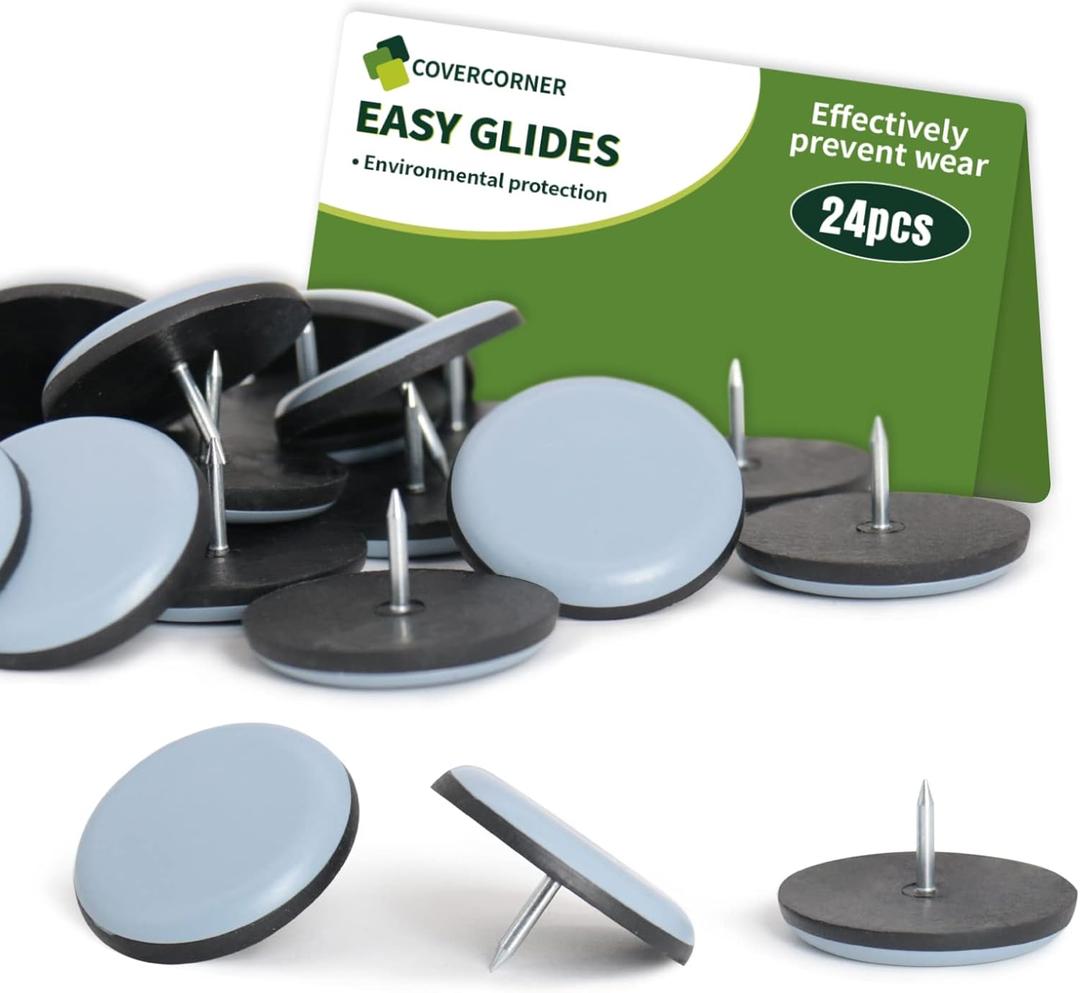 Chair Leg Floor Protectors 1 1/2'' Furniture Glides - Nail on Furniture Sliders Floor Protectors for Chairs