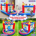 WELLFUNTIME Inflatable Bounce House with Blower, PVC Bouncer for Kids Ages 3-8, Indoor and Outdoor Bouncy Playhouse, Jumping Castle with Pump, Ball Pit, Ringtoss and Target Game, Bouncer for 3 Kids, 70 inches x 65 inches x 98 inches