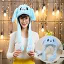 Bunny Hat, Ear Moving Jumping Funny Plush Cap for Cosplay Dress Up Party Holiday, Easter Rabbit Ear Flap Cap