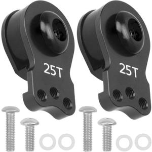 2Pcs Vgoohobby Aluminum RC 25T Servo Saver Adjustable Hi-Torque Servo Saver Compatible with Futaba Tamiya Servos 1/10 Traxxas TRX4 TRX6 SCX10 Capra RC Car (Black)