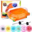 Stadium Battle Top Set, 6 Light Ignite Spinning Tops, 1 Stadium and 2 Launchers, Birthday Gift Boys Toy for 6+ Year Old (Orange)