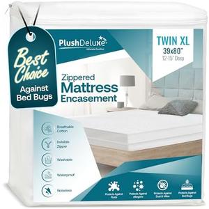 Twin-XL 39X80 Size Mattress Encasement - Zippered Waterproof, Bedbug Proof, College Dorm Size, 6-Sided Protection - Hypoallergenic Cotton Terry Fabric 12-15" Depth