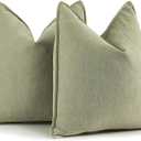 ZWJD Sage Green Pillow Covers 20x20 Set of 2 Chenille Throw Pillow Covers with Elegant Design Soft and Luxurious Decorative Throw Pillows for Couch, Bed, and Home Decor