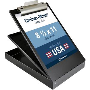 Saunders Metal Clipboard with Storage, Dual Storage Nursing, Letter Size Heavy Duty Contractor with High Capacity Clip and Self Locking Latch, Black, Proudly Made in USA