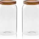 Sweejar Large Glass Candy Jars with Wooden Lids, 1 Gallon Glass Jar with Lid, Sugar/Flour Storage Containers, Big Glass Canisters with Airtight Lid, 2