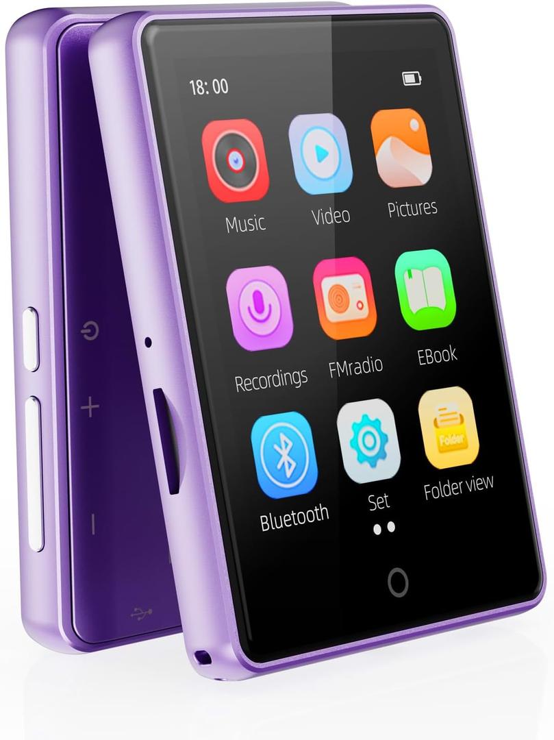 64GB MP3 Player with Bluetooth 5.3, 2.8 Inch Touch Screen, HiFi Sound Portable Music MP4 Player for Kids,Built-in Speaker,Recording,FM Radio,Random sequential Folder Play Expandable up to 128GB (Purple)