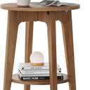 VASAGLE Side Table, Small Round End Table with Lower Shelf, Nightstand for Small Spaces, Living Room, Bedroom, Rustic Walnut ULET283T41