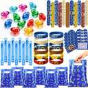 72PCS Hedgehog Themed Party Set, Blue Birthday Party Favors with Bubble Wands, Slap Bracelets, Wristbands, Diamond Gems, Invitation Cards and Gift Bags for Goody Bags, Pinata Fillers