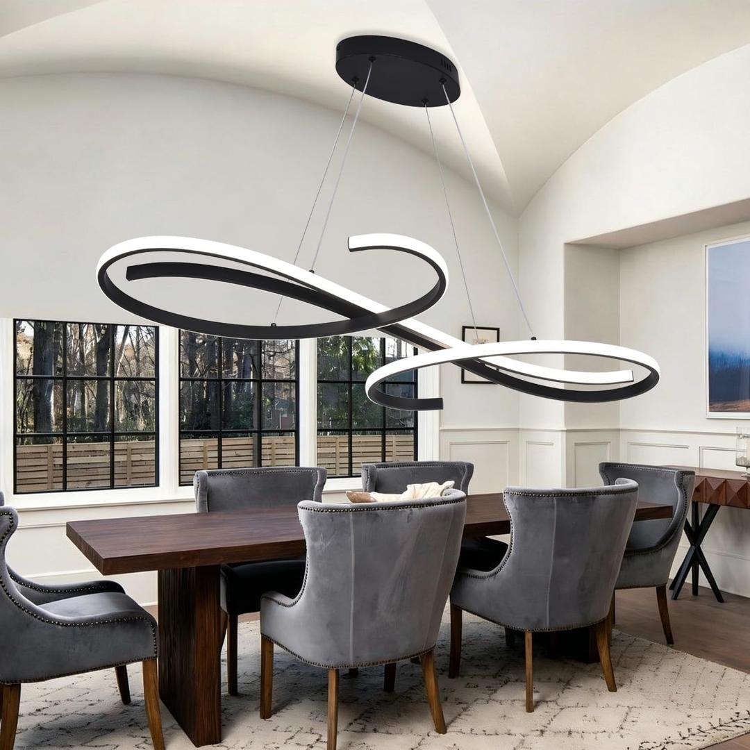 Large Led Chandeliers for Dining Room Light Fixture Modern Led Pendant Lighting for Kitchen Island Lighting with Remote, 59.05in