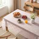 Horaldaily Pink Embroidery Daisy Spring Summer Gauze Tablecloth 60×84 Inch Rectangular, Seasonal Tulle Table Cover, Garden Party Decorations for Wedding, Party, Holiday Dining