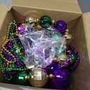 Henoyso 2 Set 50" Jumbo Mardi Gras Beads Necklaces Lighted/unlighted Assorted Costume Necklace Metallic Necklace Party Mardi Gras Decoration for Festival Parades Celebrations Carnival(Crown)