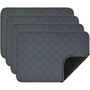RIOUSSI Washable Pee Pads for Dogs, Reusable, Absorbent, Leakproof, Non Slip Pet Puppy Pads for Potty Training. Dark Gray, 18x24 Inch(4pack)