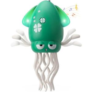 Interactive Dancing Octopus Baby Toy, Electric Crawling Tummy Time Toy,Rechargeable Music Sensory Toy Dancing Squid for Boys,Girls, Great Gifts for Birthday,Christmas(Green)