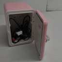 Mini Fridge for Bedroom, 4L Beverage Cooler, Leather Pink