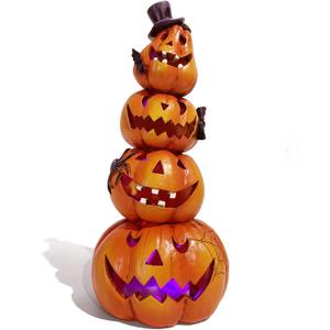 Hodao Halloween Pumpkin Decorations Indoor Halloween Decorations Clearance for Table/Halloween/Window/Present Box/Gift/Courtyard Corridor (Orange Stacked Pumpkins)