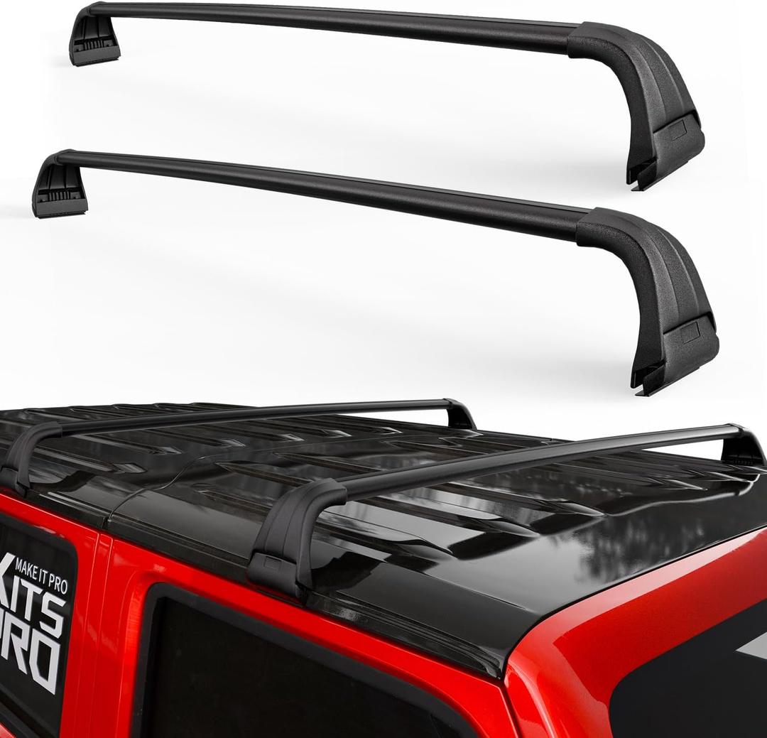 260lb Roof Rack Cross Bars for 2007-2026 Jeep Wrangler & Gladiator Not for Soft Top. With 2 & 4 Door JK JL JT. Heavy Duty Aluminum Crossbars. Rooftop Kayak Bike Cargo Racks