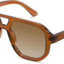 livho Trendy Polarized Square Aviator Sunglasses Women Men Square Eyewear Frame, Retro Sun Glasses for Women Men 2025 Shades (Dark Brown/ Brown)