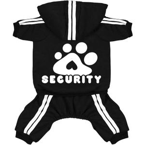 Dog Hoodie Security Clothes 4 Legs Jumpsuit Sweatshirt Hoodies Soft & Warm Dog Outfit Pullover Dog Winter Clothes Sweater for Small Medium Large Dogs Cats (Black, Large)