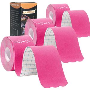 Kinesiology Tape Pro Athletic Sports (3 Rolls,60 Precut Strips) Waterproof Breathable Latex Free Tape for Ankle Wrists Knees Elastic Running Tennis Swimming Football Sports Activities Tapes(Pink)