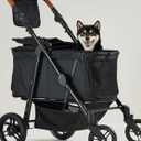Zoosky Medium Dog Stroller for Large Dogs, pet Stroller for Medium Dogs Up to 66lbs, All-Terrain with Adjustable Handle & Canopy, Sun Shades, Storage Organizer, Waterproof Oxford Fiber