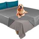 Ameritex Pet Bed Blanket Reversible 100% Waterproof Velvet Super Soft for Sofa and Bed (82x82 Inches, Light Grey+Grey)