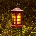 Solar Outdoor Waterproof Hanging Lantern, Yard Decorative Solar Lights PVC Upgrade 3 LED Flickering Flameless Candle Decorative Lights for Garden(Garden Candle)