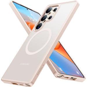 TORRAS Magnetic Shockproof for Samsung Galaxy S25 Ultra Case, Fit for MagSafe, 4X Military Grade Protection, Translucent Slim for Samsung S25 Ultra Case Anti-Scratch, Titanium Pink Gold