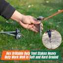 10Pcs 6.2" Hex Pegs Drillable Threaded Tent Pegs Or Tent Stakes, Screw in Tent Pegs Stakes for Garden Canopies Grassland Canopies Awnings Camping Travel (Hex Tool and Storage Bag)