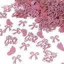 200Pcs It's a Girl Confetti, Pink Baby Shower Table Scatters, Bow Girls Baby Shower Gender Reveal Birthday Party Table Confetti Decorations