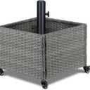 LEWIS&WAYNE Outdoor Umbrella Base with Fillable Planter Box Heavy Duty Patio Umbrella Stand with 4 Wheels Rolling Umbrella Holder for Outdoor Patio Deck Garden