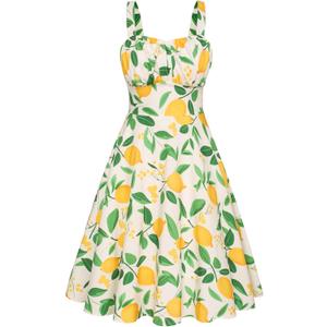 Belle Poque Vintage Floral Dress for Women 2026 Summer A-line Sleeveless Flowy Midi Elegant Wedding Guest Cocktail Dress (White, XL)