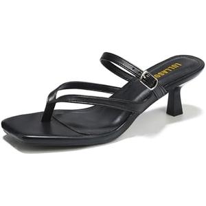 LULLASONG Women's Kitten Heels Sandals Flip Flops Low Heels Slip On Slides 1.8-2 Inch Heeled Square Open Toe Sandals for Women, 9.5