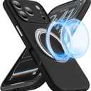 FEWGEY Silicone for iPhone 17 Pro Max Case, with 360 Spin MagRing Magnetic Holder Stand Compatible with MagSafe and Camera Control, Soft Liquid Silicone Cozy Grip, Black